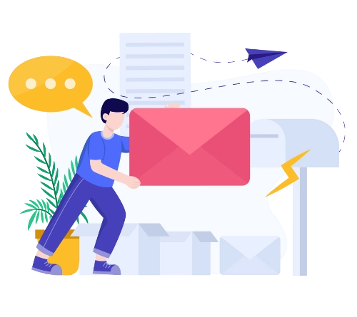 an illustration of boy submitting mails